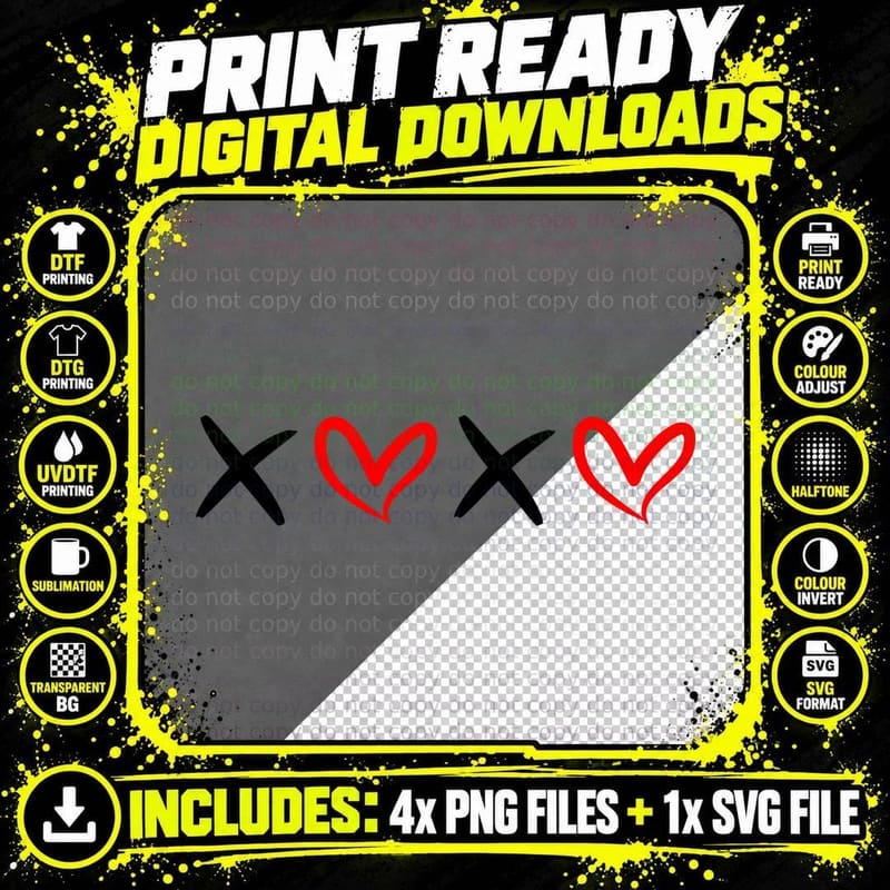 XOXO Grid X and O Repeated Pattern Tic-Tac-Toe Style Png SVG Digital Bundle