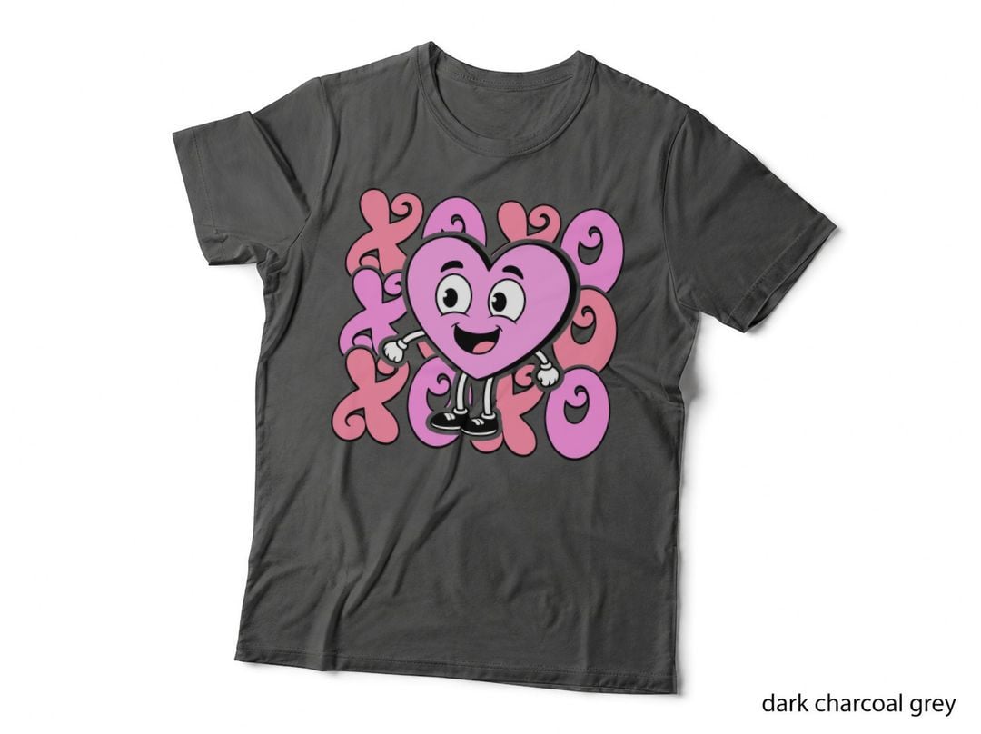 XOXO Happy Pink Heart Character Surrounded by Kisses T-Shirt