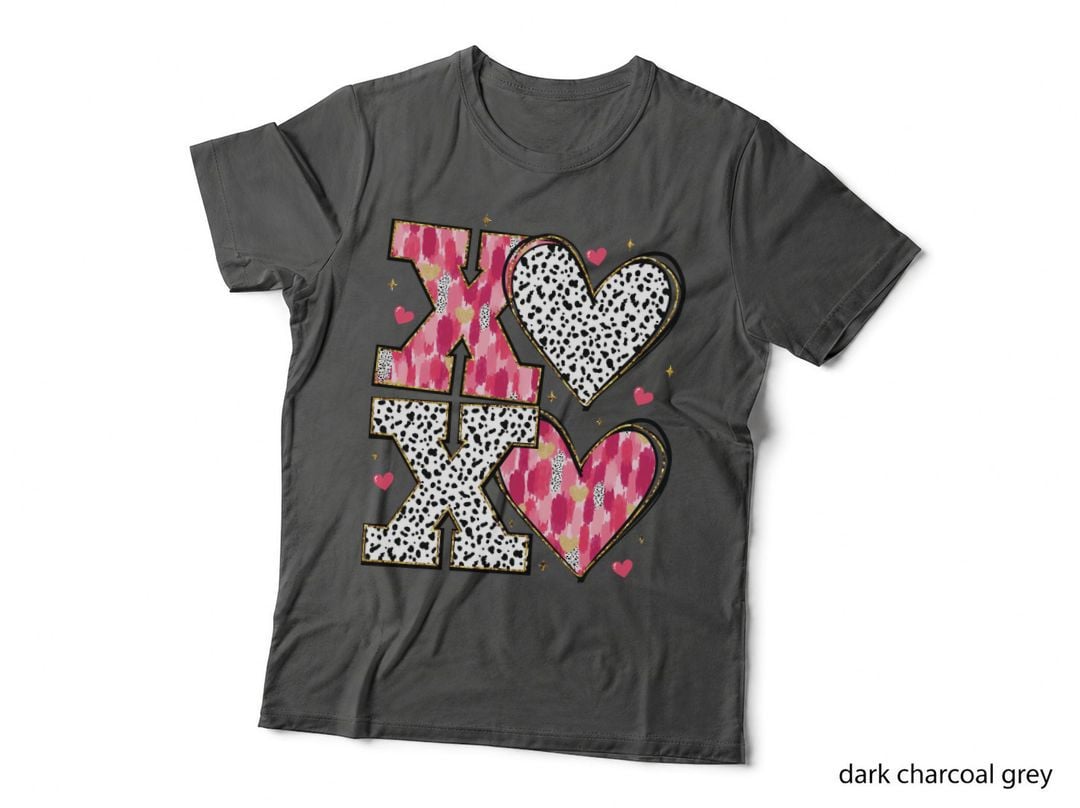 XOXO Hearts Pink Argyle Polka Dot Heart Sparkle Valentine T-Shirt