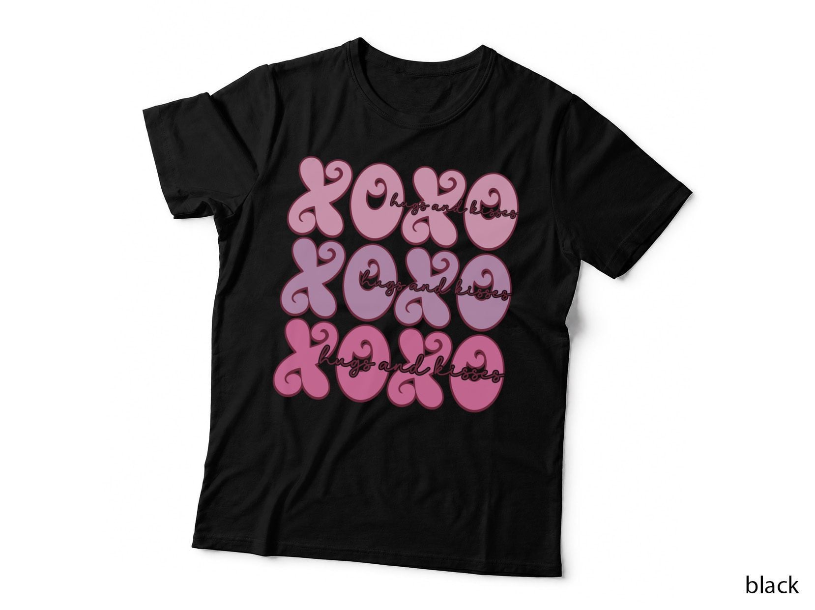 XOXO Hugs and Kisses Repeating Pattern Valentine Love Text T-Shirt
