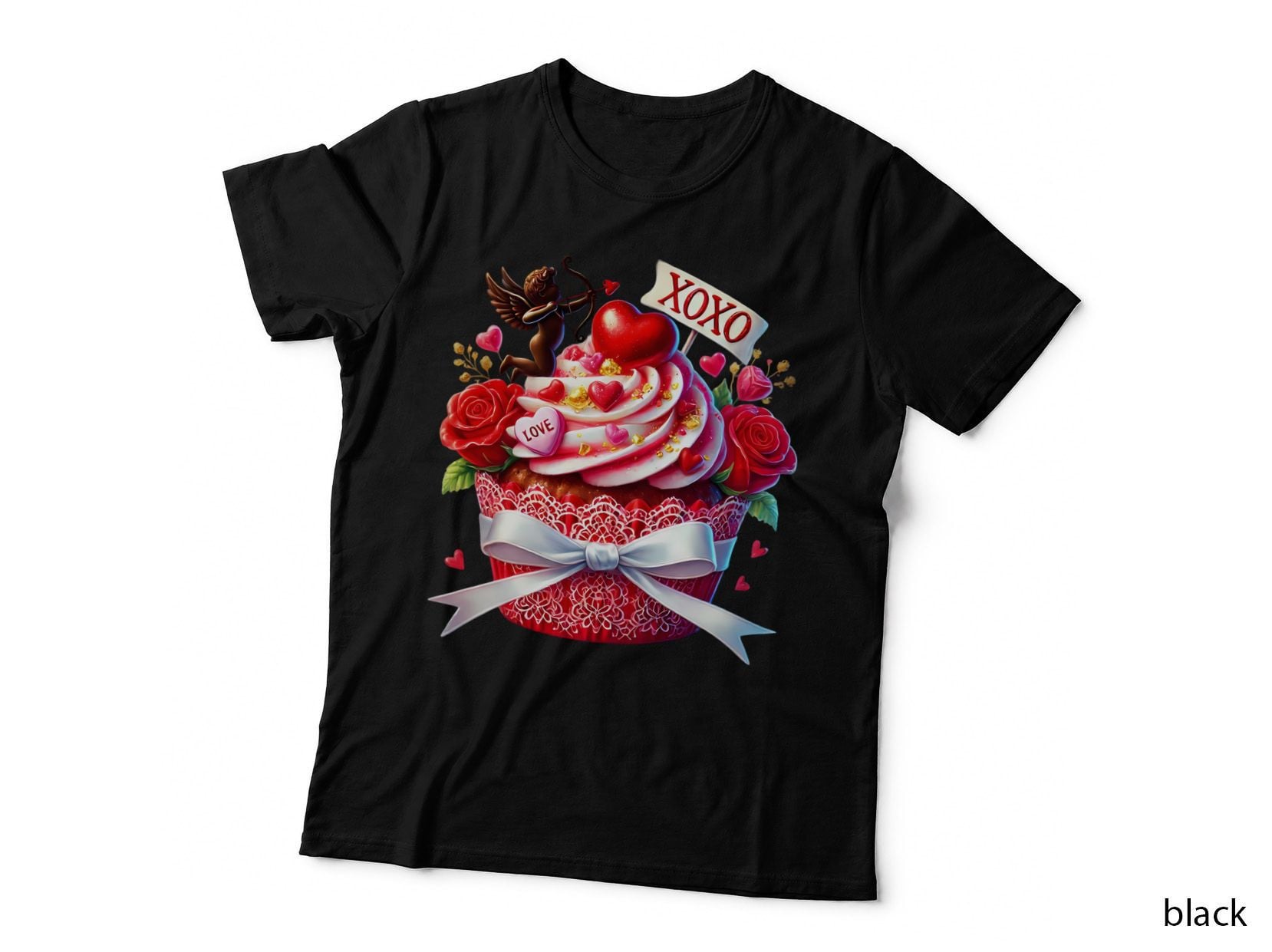 XOXO Love Cupid Arrow Flowers Roses Hearts T-Shirt