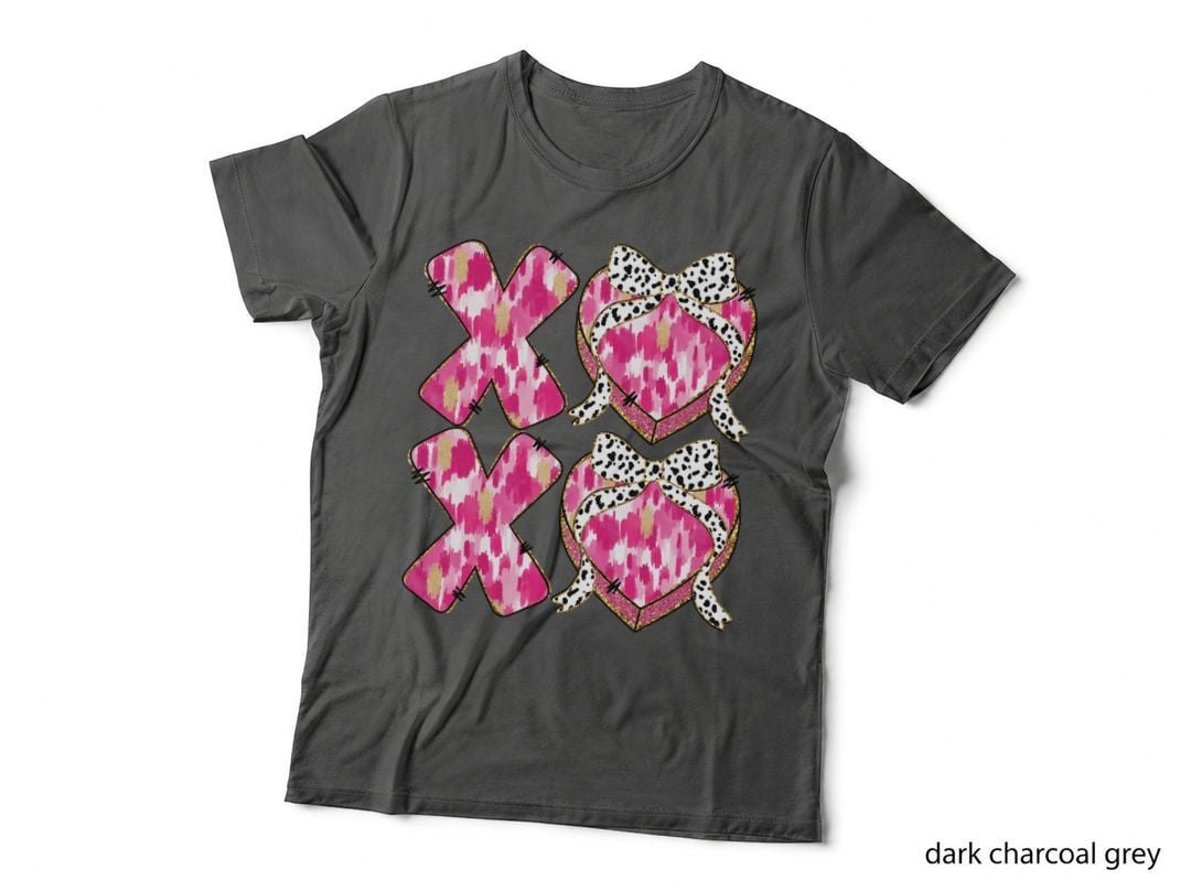 XOXO Pattern Pink Argyle Polka Dot Bow Valentine T-Shirt