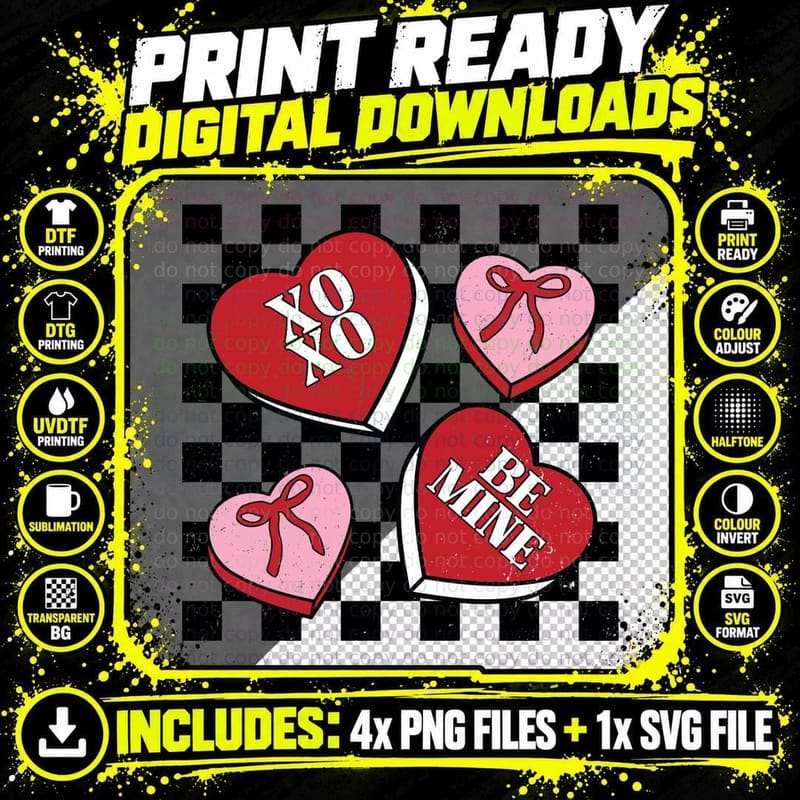 Xoxo Be Mine Checkered T-Shirt Png SVG Digital Bundle