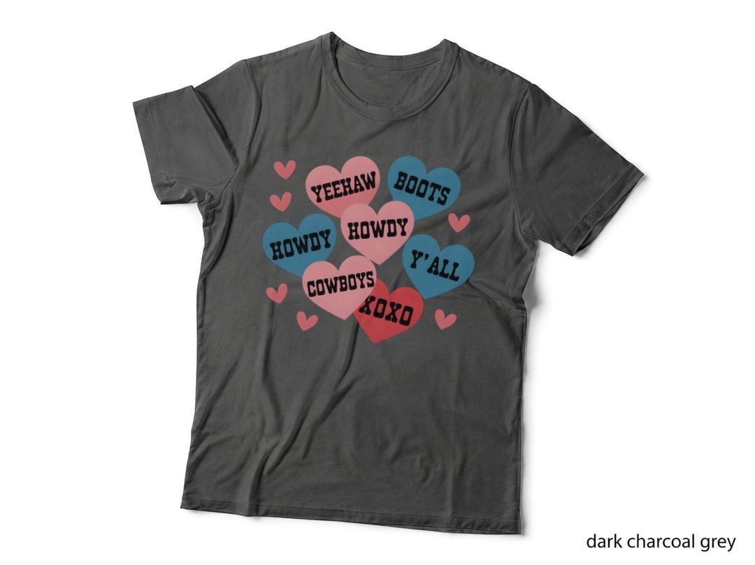 Yeehaw Howdy Boots Cowboys XOXO Candy Hearts Western Valentine Cowboy T-Shirt