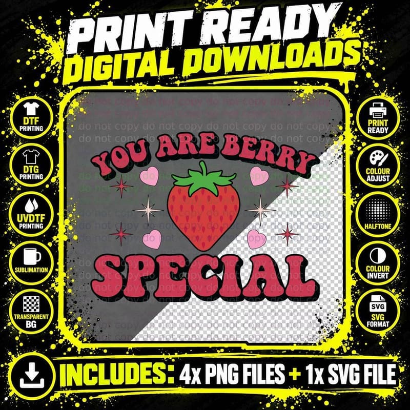 You Are Berry Special Red Strawberry Fruits T-Shirt Png SVG Digital Bundle