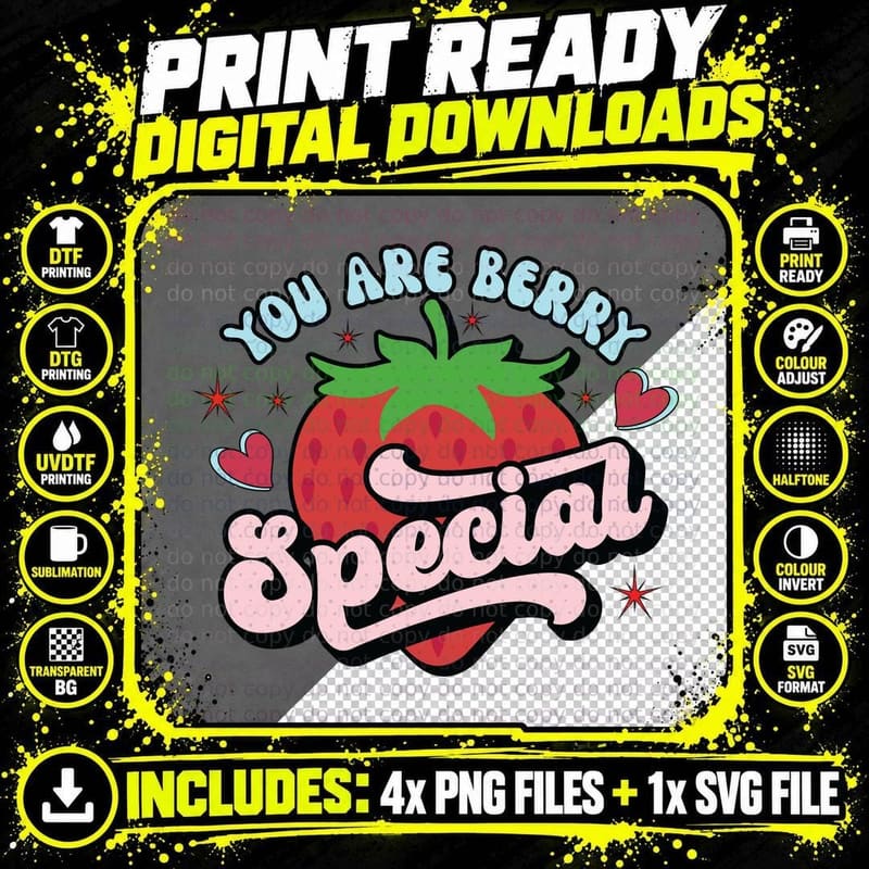 You Are Berry Special Red Strawberry Fruits Valentine Png SVG Digital Bundle