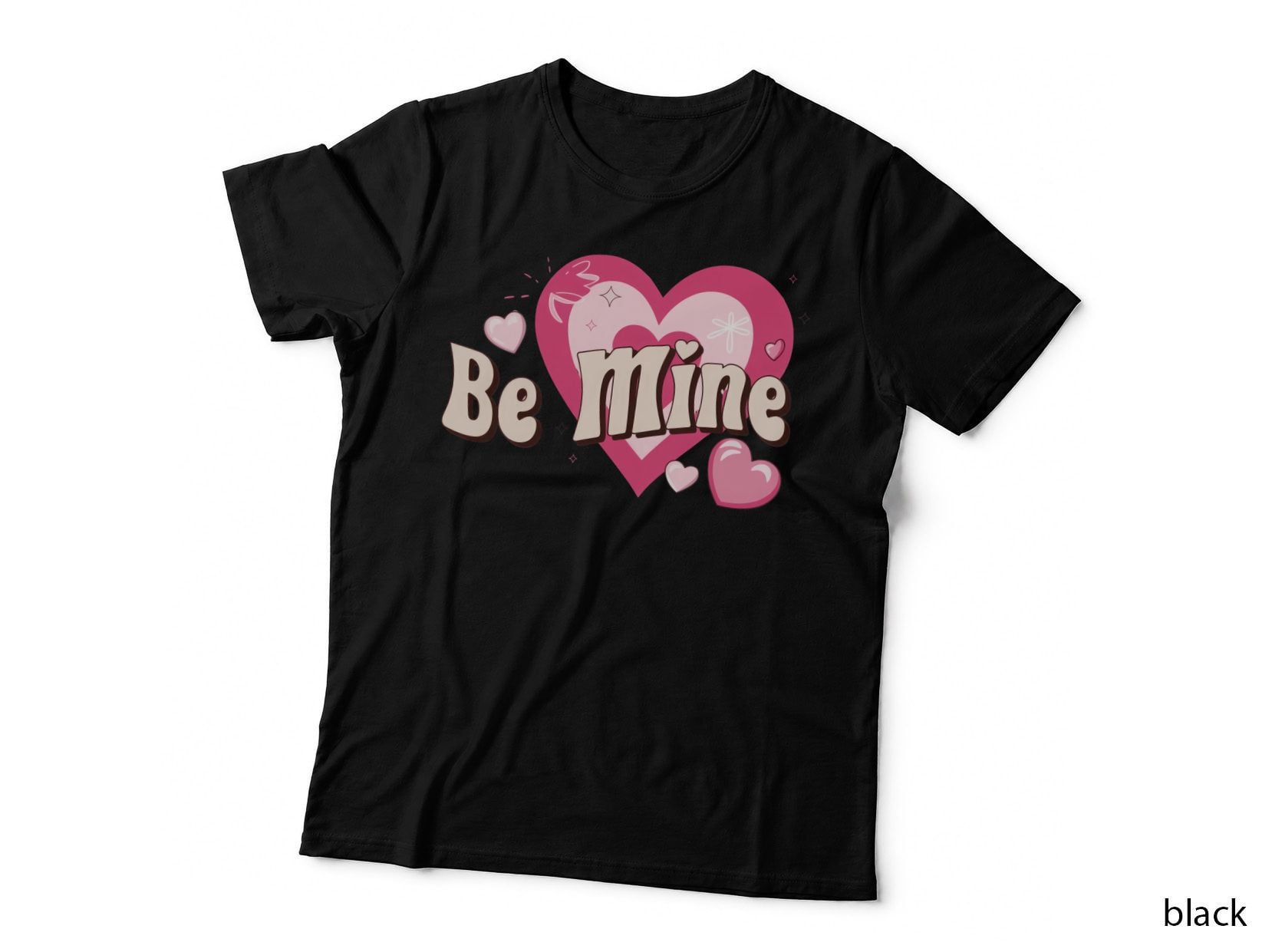 75 Mine Valentine T-Shirt, Concentric Heart Circles Rainbow Love Tee