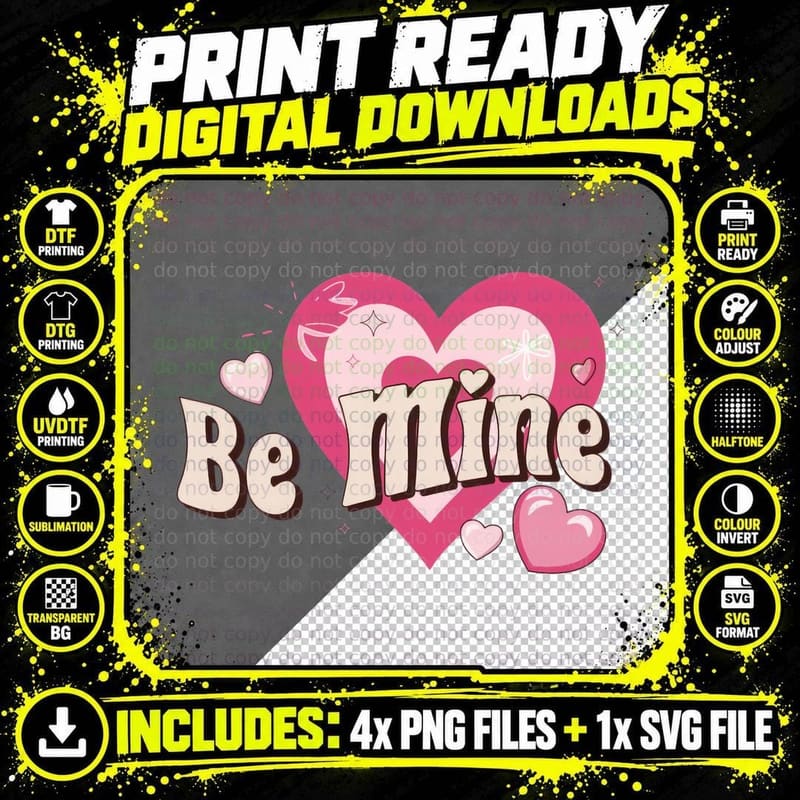 75 Mine Valentine T-Shirt, Concentric Heart Circles Png SVG Digital Bundle
