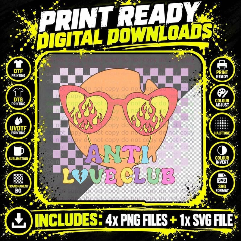 Anti Love Club Valentine T-Shirt, Cyborg Flames Png SVG Digital Bundle