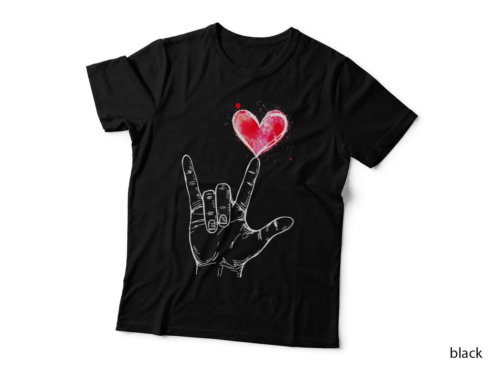 Asl I Love You Hand Sign Language Heart Valentine's Day T-Shirt