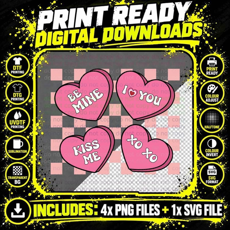 Be Mine I Love You Kiss Me Xoxo Valentine T-Shirt Png SVG Digital Bundle