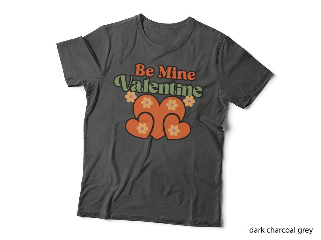 Be Mine Valentine T-Shirt, Hearts with Flowers and Text Love Tee