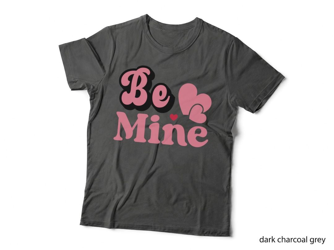 Be Mine Valentine T-Shirt, Large Pink Overlapping Hearts Love Tee