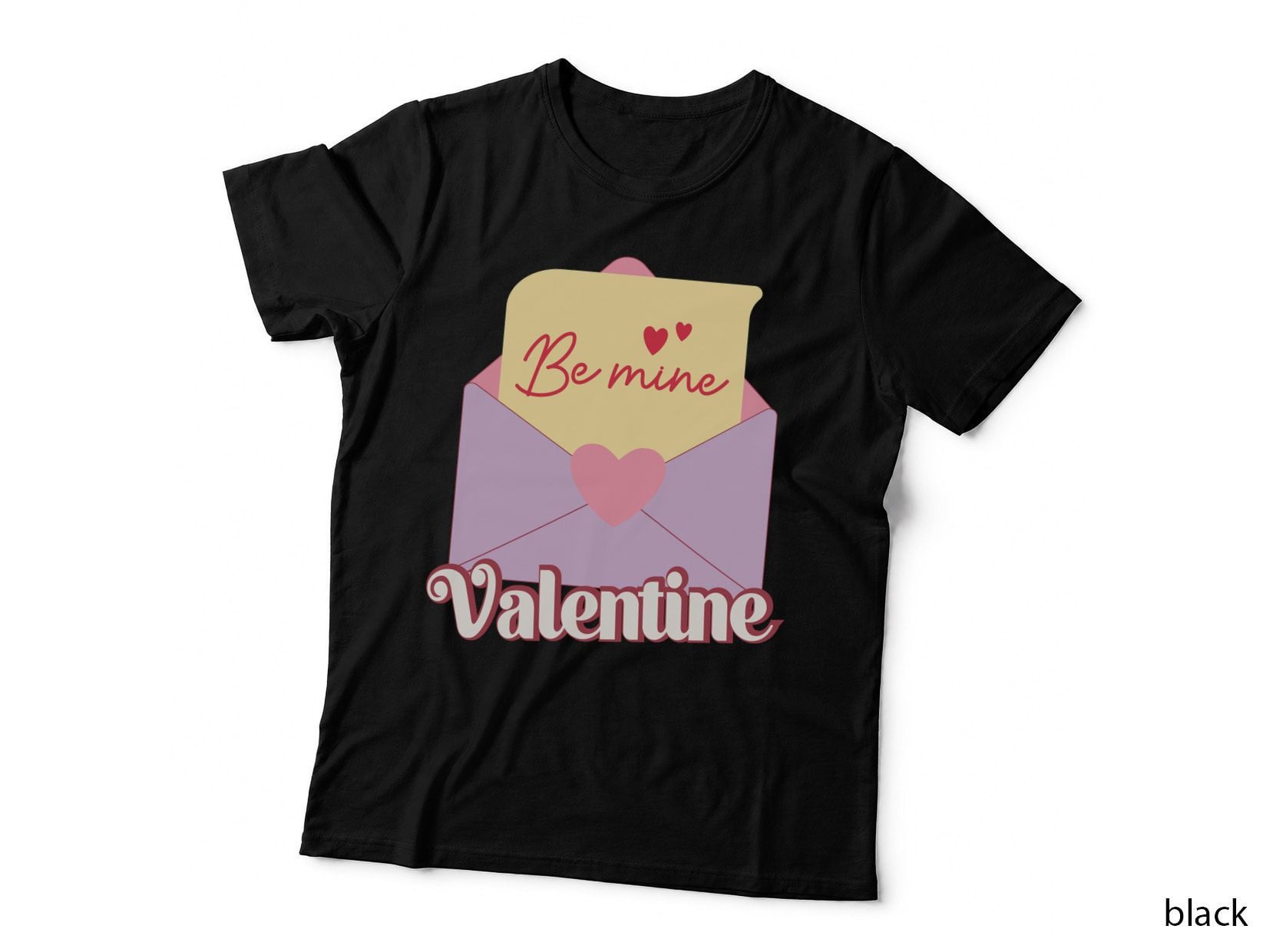Be Mine Valentine T-Shirt, Love Note in Envelope Graphic Love Tee