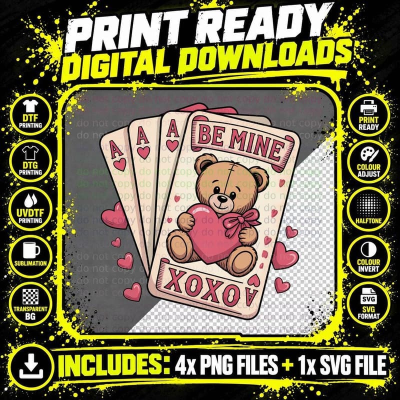Be Mine Xoxo Western T-Shirt, Valentine's Day Teddy Bear Png SVG Digital Bundle