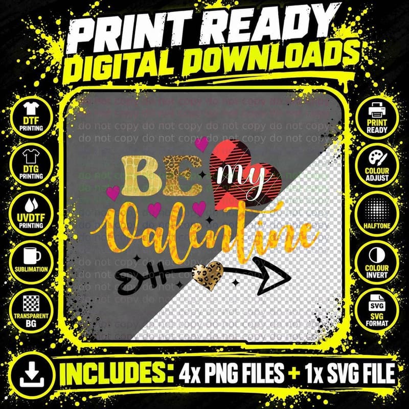 Be My Valentine Sh Heart Arrow Gold Leopard Glitter Png SVG Digital Bundle
