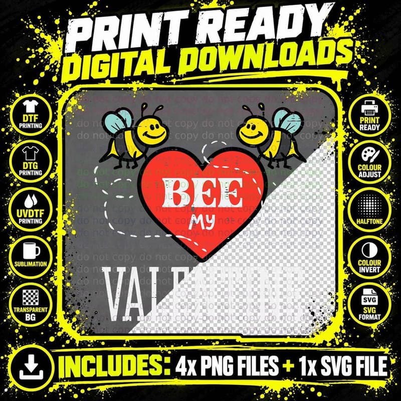 Bee My Valentine Funny Valentines Day Beekeeper Men Png SVG Digital Bundle