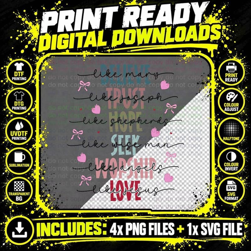 Believe Like Many Trust Joseph Hope Shepherd Seek Wise Png SVG Digital Bundle