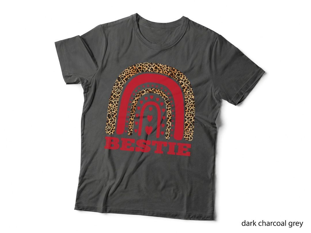 Bestie Valentine Birthday Hearts Leopard T-Shirt