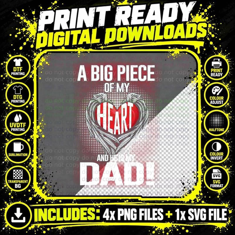 Big Piece of My Heart T-Shirt, Romantic Love Print Png SVG Digital Bundle