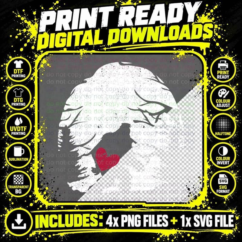 Bigfoot Heart Valentine's Day Sasquatch Lover Couples Png SVG Digital Bundle