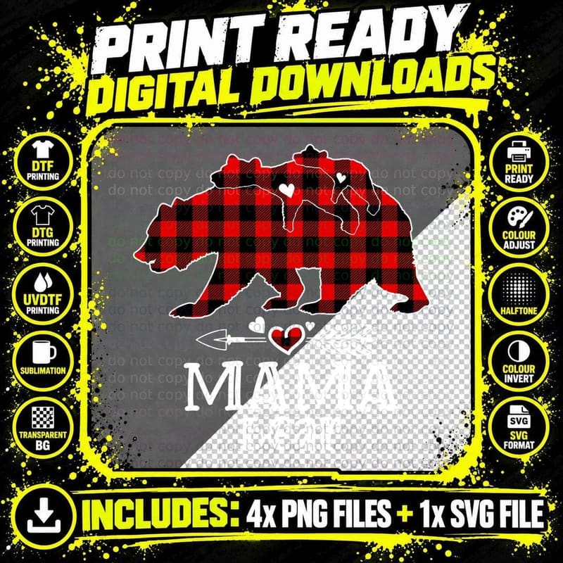 Buffalo Plaid Bear T-Shirt, Valentine's Day Love Png SVG Digital Bundle