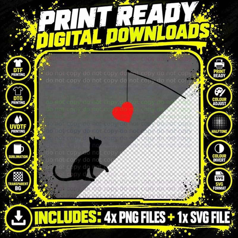 Cat Toy Shirt Valentine's Day Gifts for Her or for Him Png SVG Digital Bundle