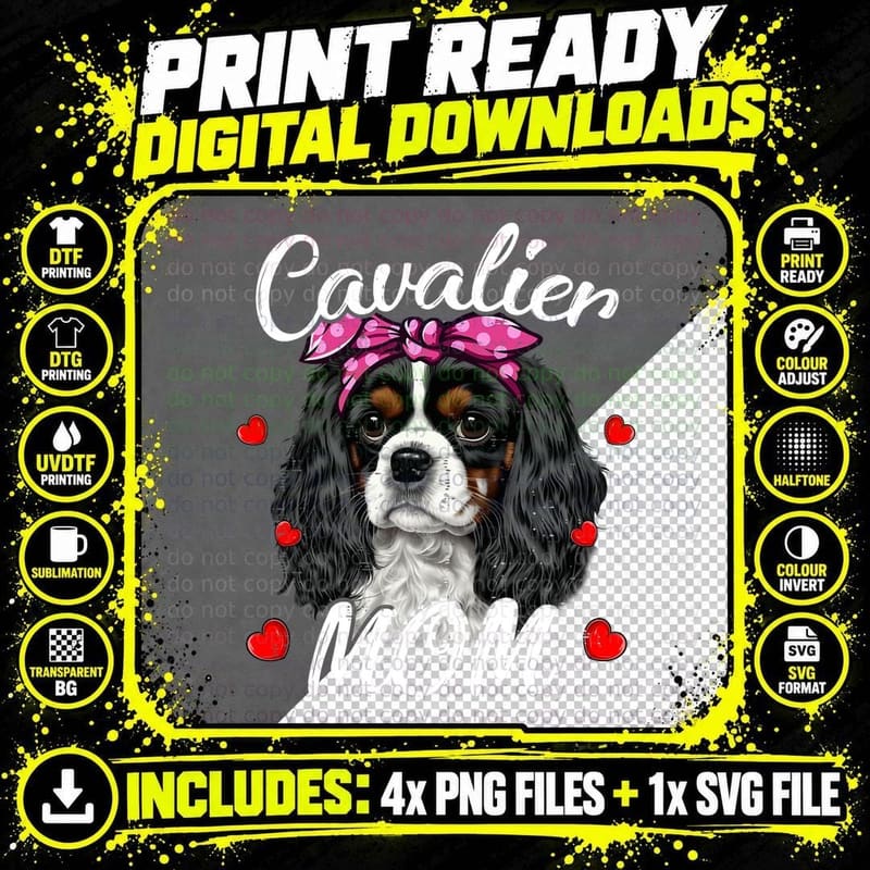 Cavalier King Charles Spaniel T-Shirt Png SVG Digital Bundle