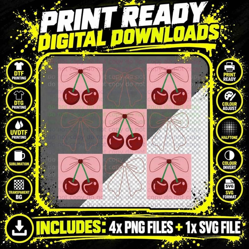 Checkerboard Pattern Hearts Bows Valentine T-Shirt Png SVG Digital Bundle