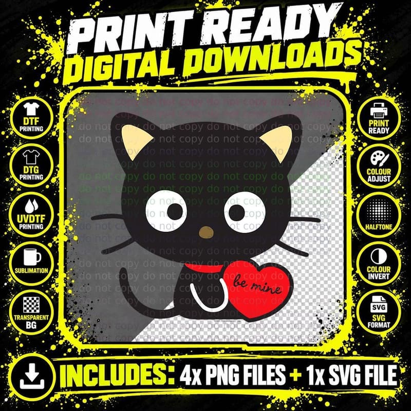 Chococat Will You Be My Valentine Tee Shirt Png SVG Digital Bundle