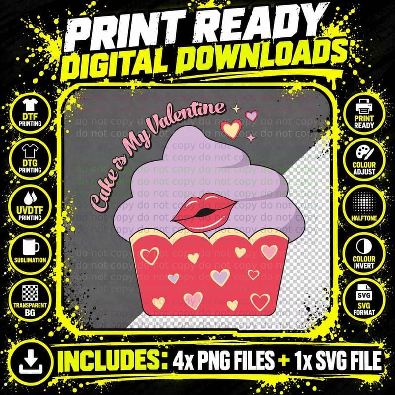 Come to My Valentine T-Shirt, Cupcake Lips Heart Face Png SVG Digital Bundle