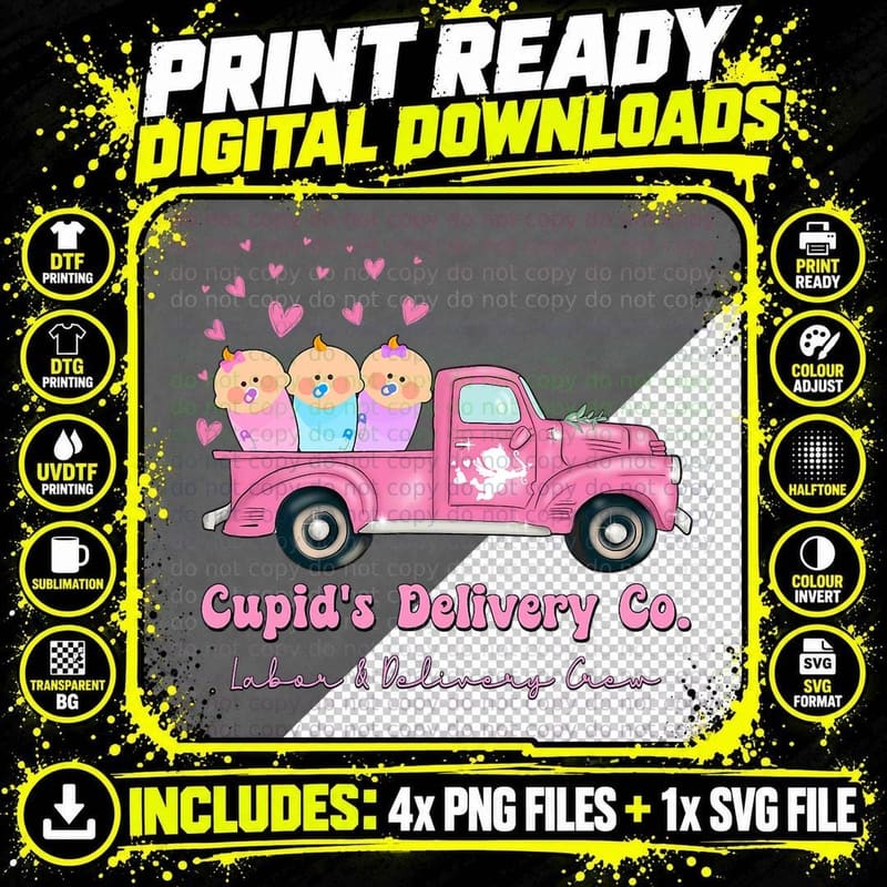 Cupid's Delivery Co Funny L&d Crew Valentines Day Truck Png SVG Digital Bundle