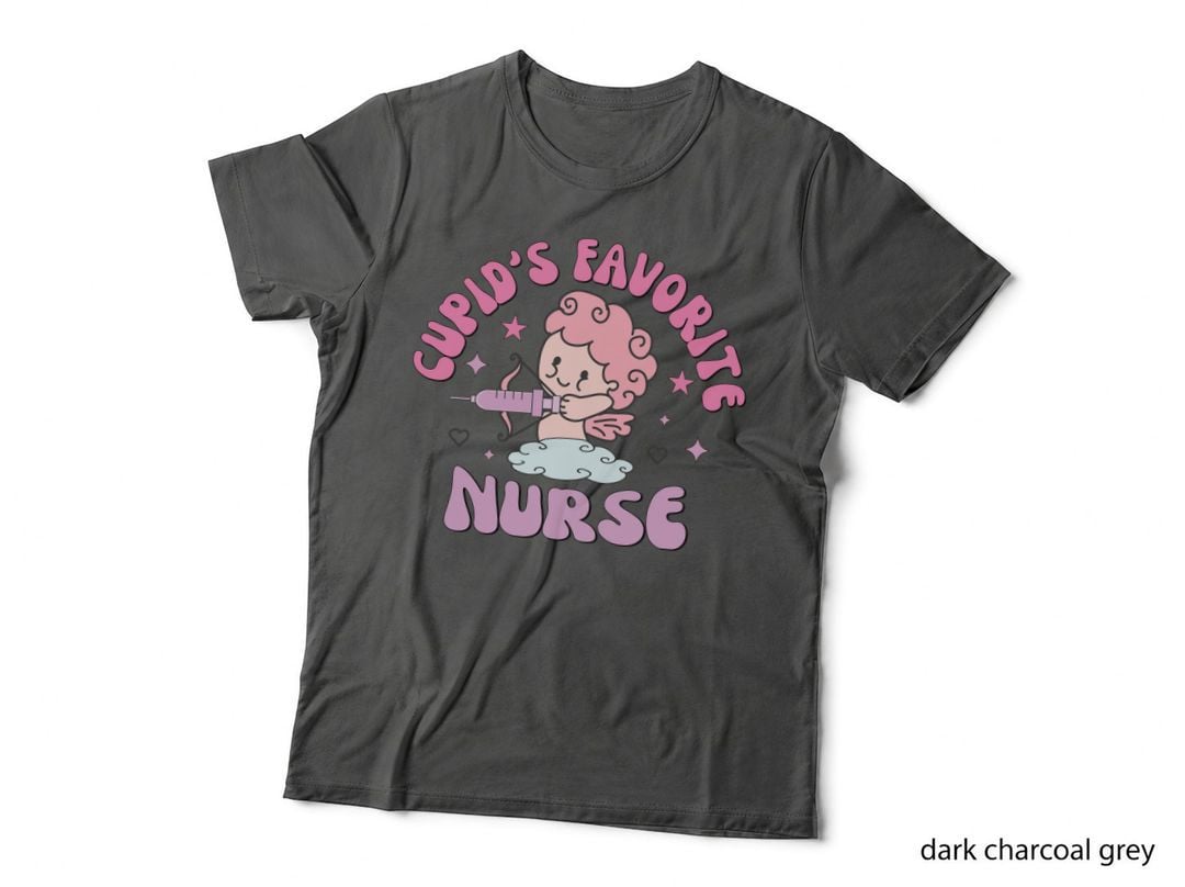 Cupid's Favorite Nurse Valentine T-Shirt, Cupid Boy with Syringe Design Love