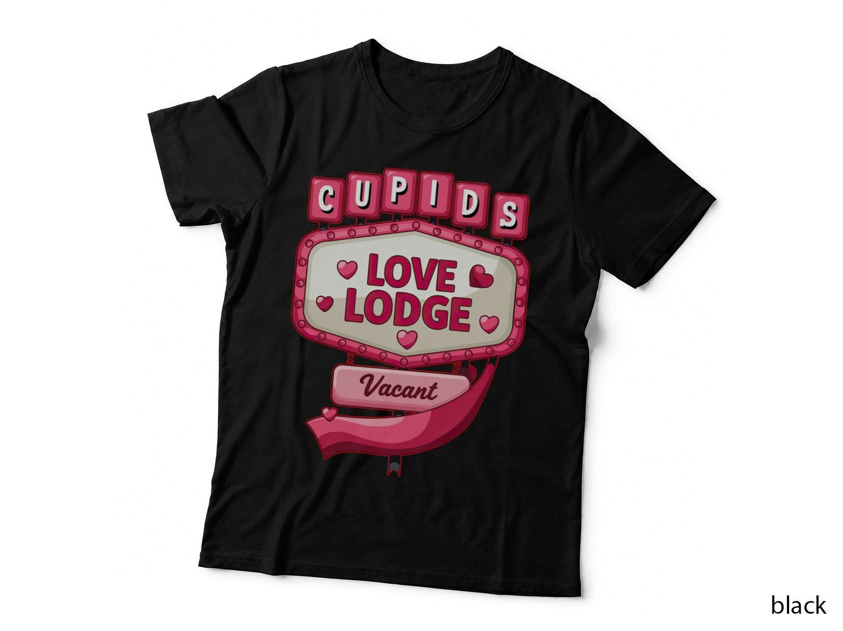 Cupid's Love Lodge Vacant Pink Motel Sign Hearts Retro Variant T-Shirt