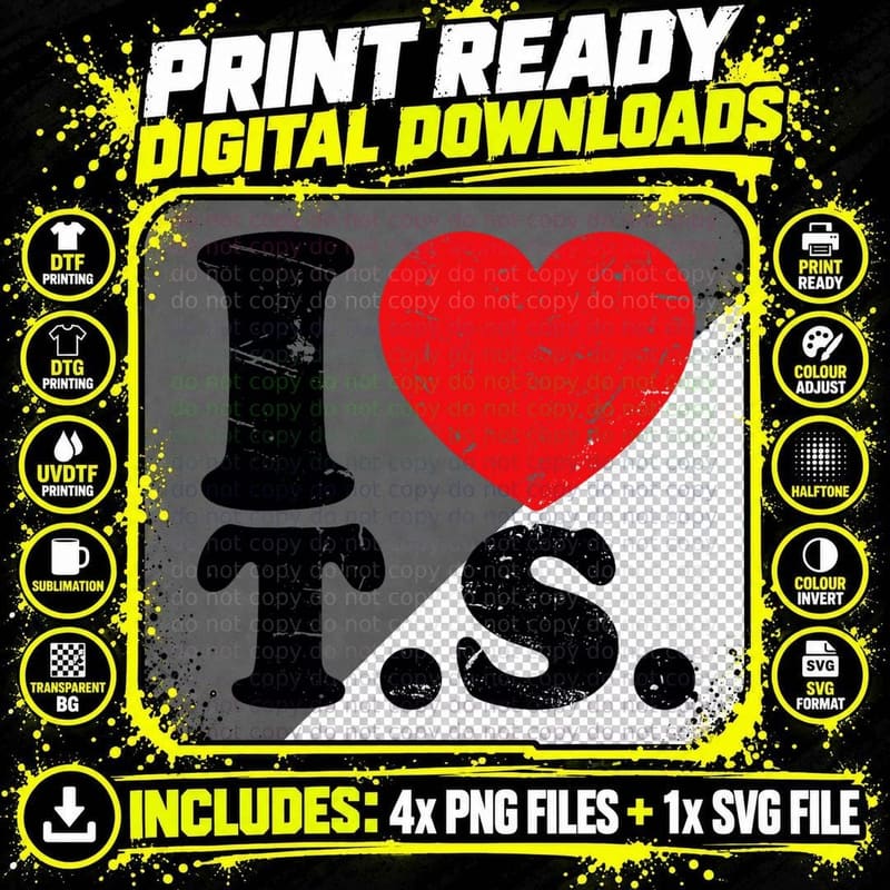 Cute Red Heart I Love T.s, Valentine's Day Gift Png SVG Digital Bundle