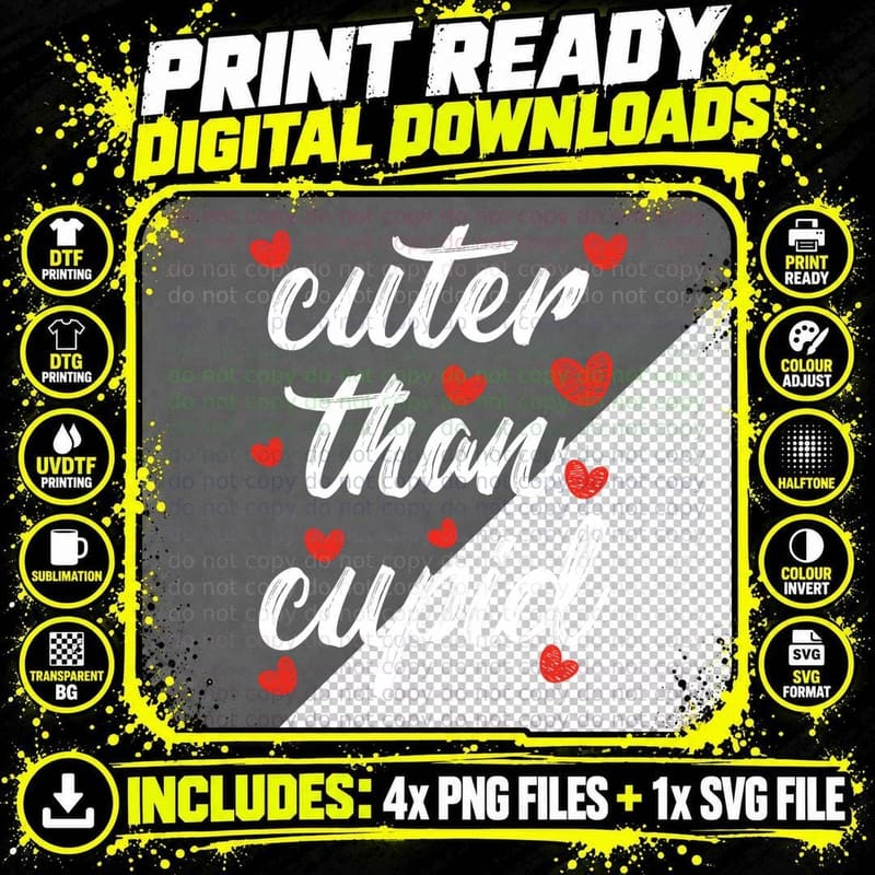 Cuter Than Cupid Boys Girls Kids Vday Cute Valentines Png SVG Digital Bundle