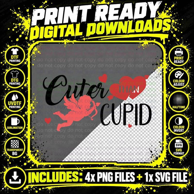 Cuter Than Cupid Valentine T-Shirt Png SVG Digital Bundle