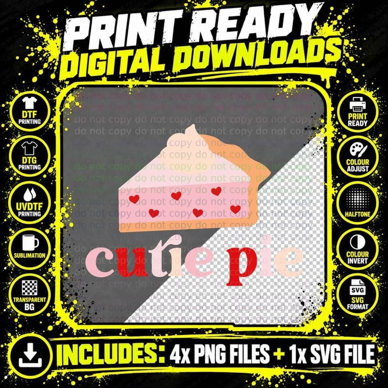 Cutie Pie Valentine T-Shirt, Pie Slice with Heart Png SVG Digital Bundle