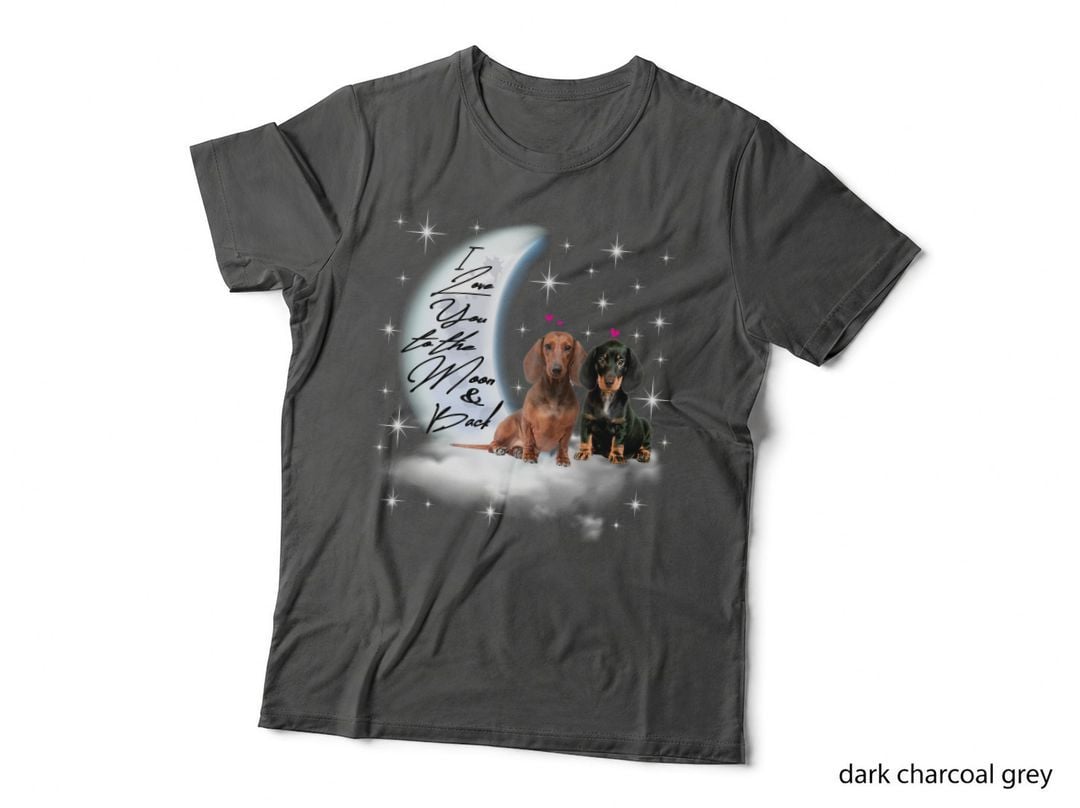 Dachshund Love You to the Moon & Back T-Shirt, Valentine's Day Apparel