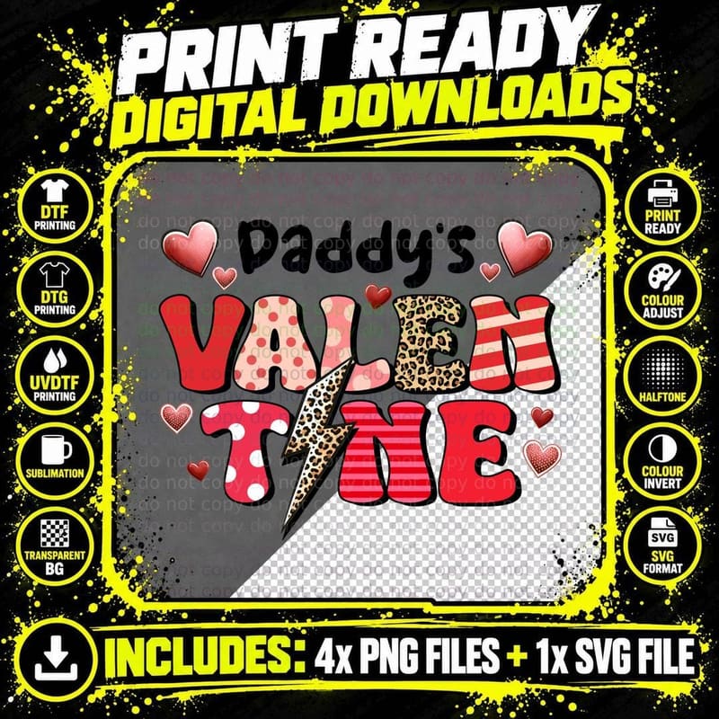 Daddy's Valentine Fathers Day T-Shirt Png SVG Digital Bundle