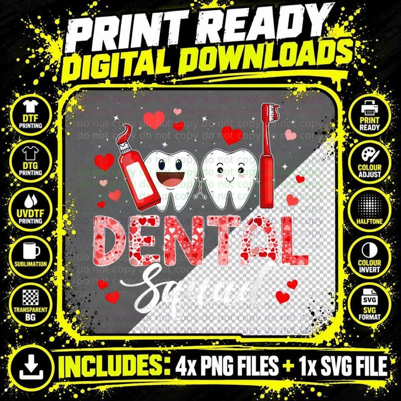 Dental Squad Happy Valentine's Day T-Shirt Png SVG Digital Bundle