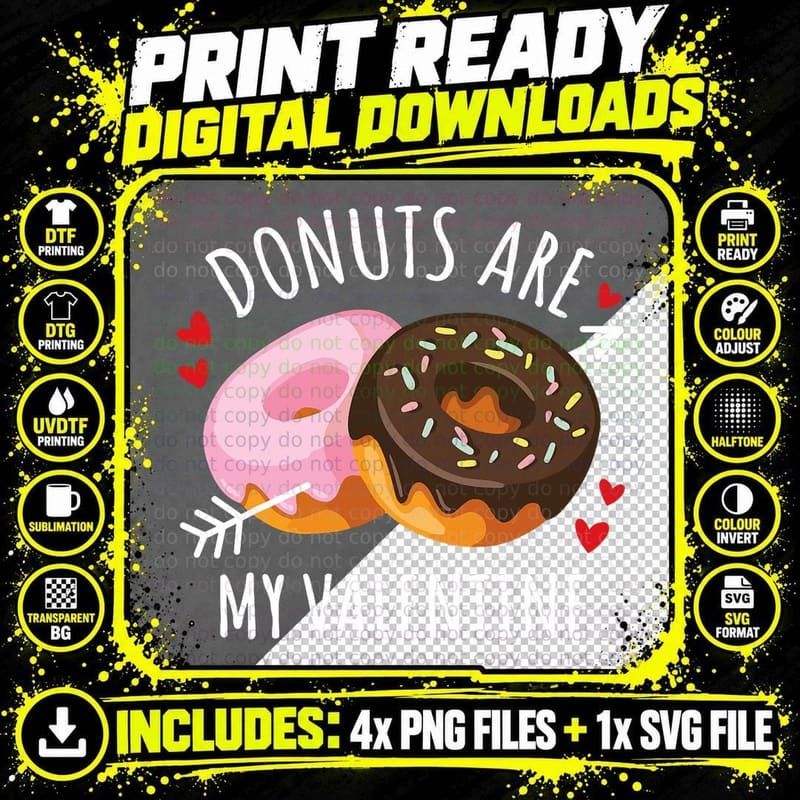 Donuts Are My Valentine Mens Boys Funny Valentine Day Png SVG Digital Bundle
