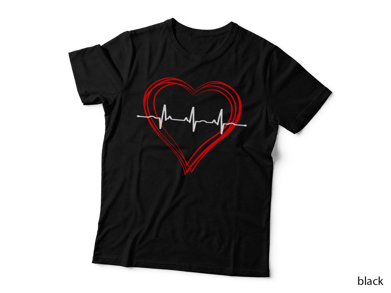 Ekg Heartbeat Love Cardiogram T-Shirt Hollow Ecg Heart, Medical, Doctor Gift