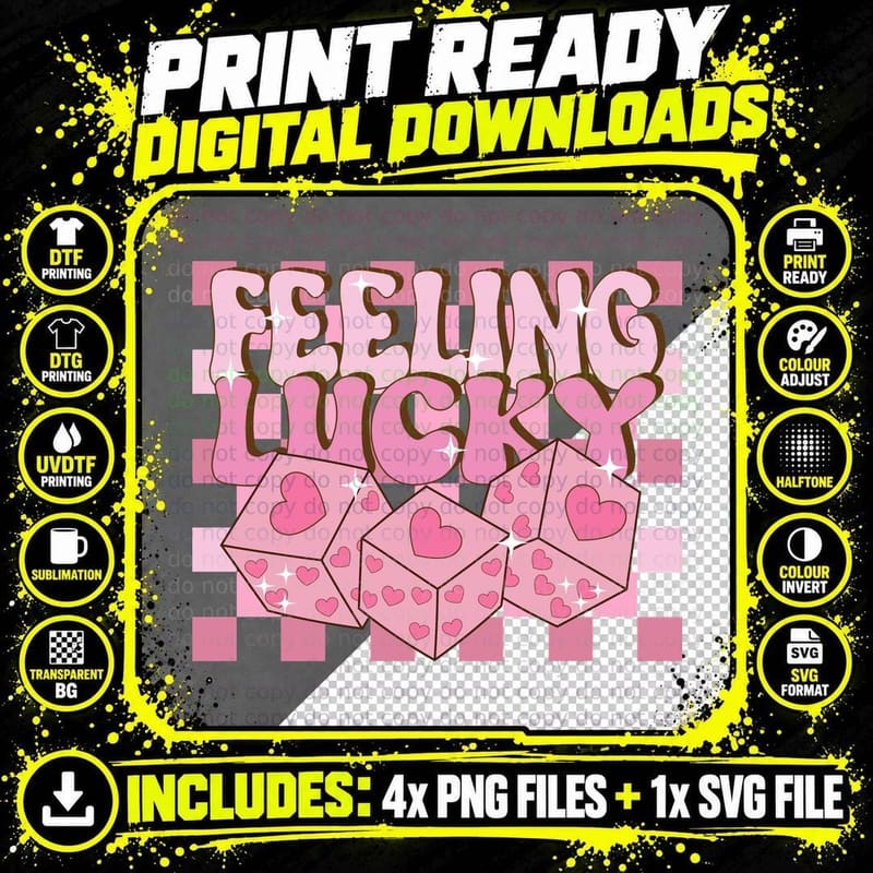 Feeling Lucky Valentine T-Shirt, Feeling Lucky Envelopes Png SVG Digital Bundle