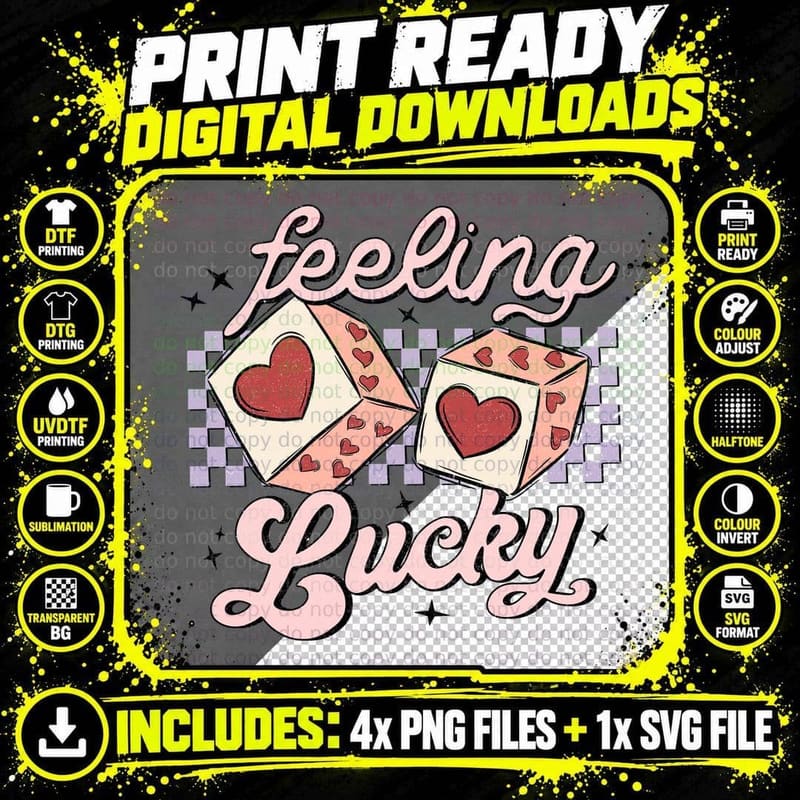 Feeling Lucky Valentine T-Shirt, Love Letter Boxes with Png SVG Digital Bundle