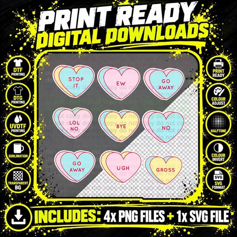 Funny Anti Valentines Day Hearts Valentine's Day T-Shirt Png SVG Digital Bundle