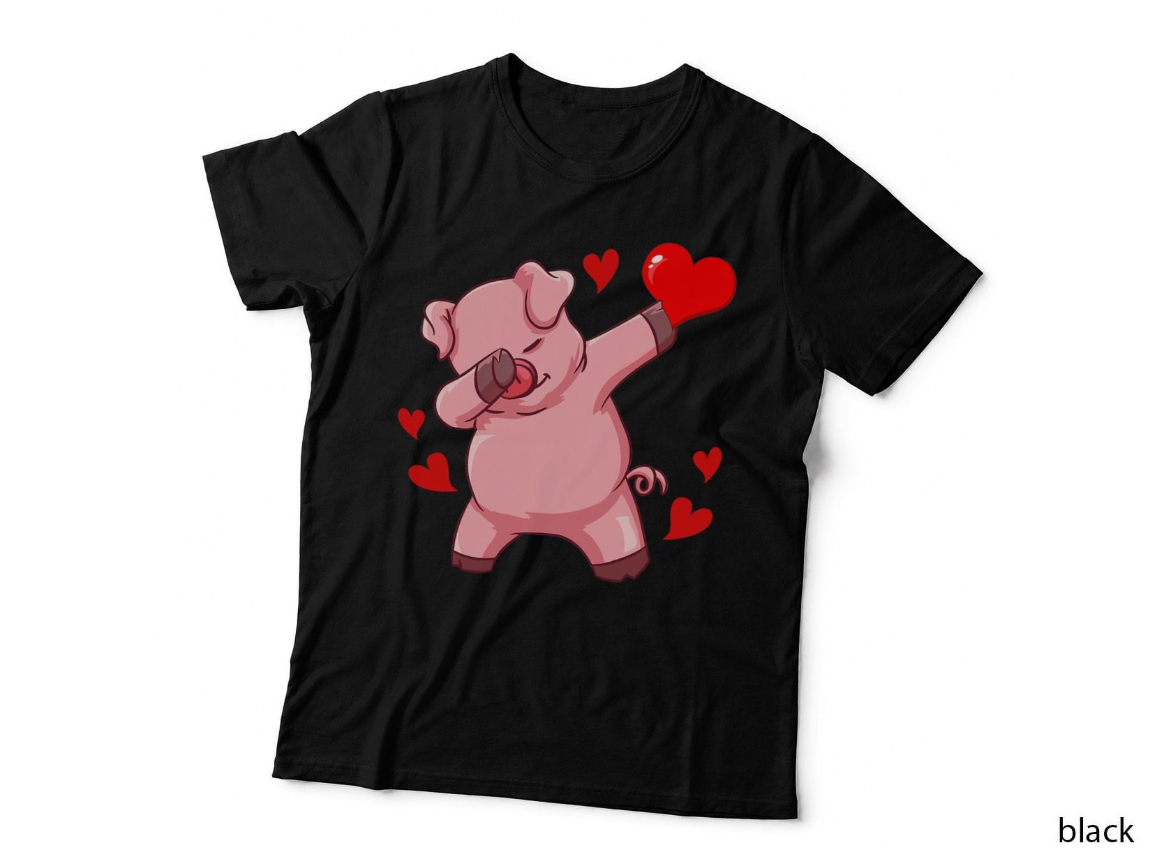 Funny Dabbing Pig Heart Valentine's Day Women Men Kids T-Shirt