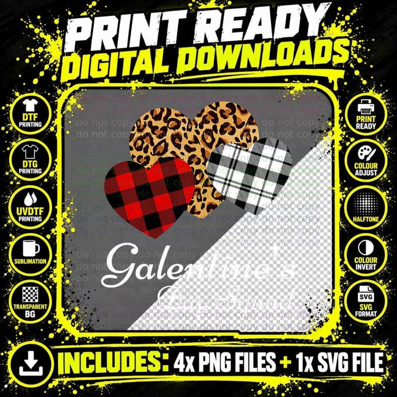 Galentine's Day Squad Valentine's Hearts Love Leopard Png SVG Digital Bundle