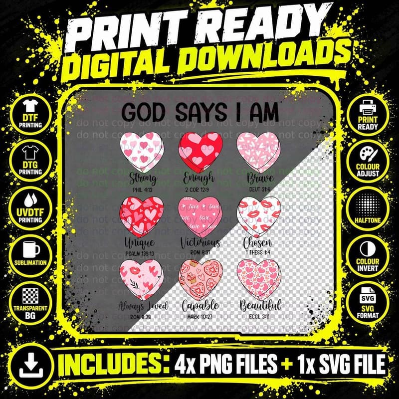 God Says I Am Valentine Funny Christian Jesus Religious Png SVG Digital Bundle
