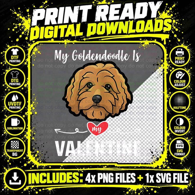 Goldendoodle Valentine T-Shirt, Valentine's Day Gift Png SVG Digital Bundle